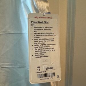 Lulu Lemon Pace Rival Tennis Skirt - never worn